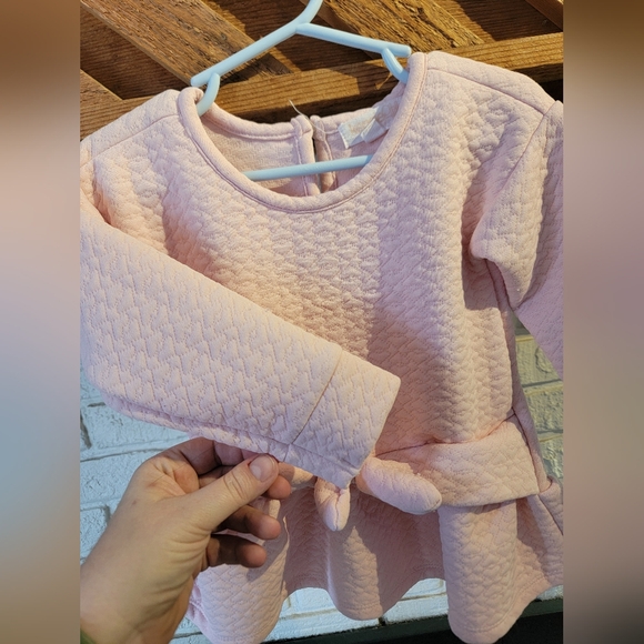 Kensie Girl Pink Sweater with Peplum Design and Bow Detail - Picture 2 of 7